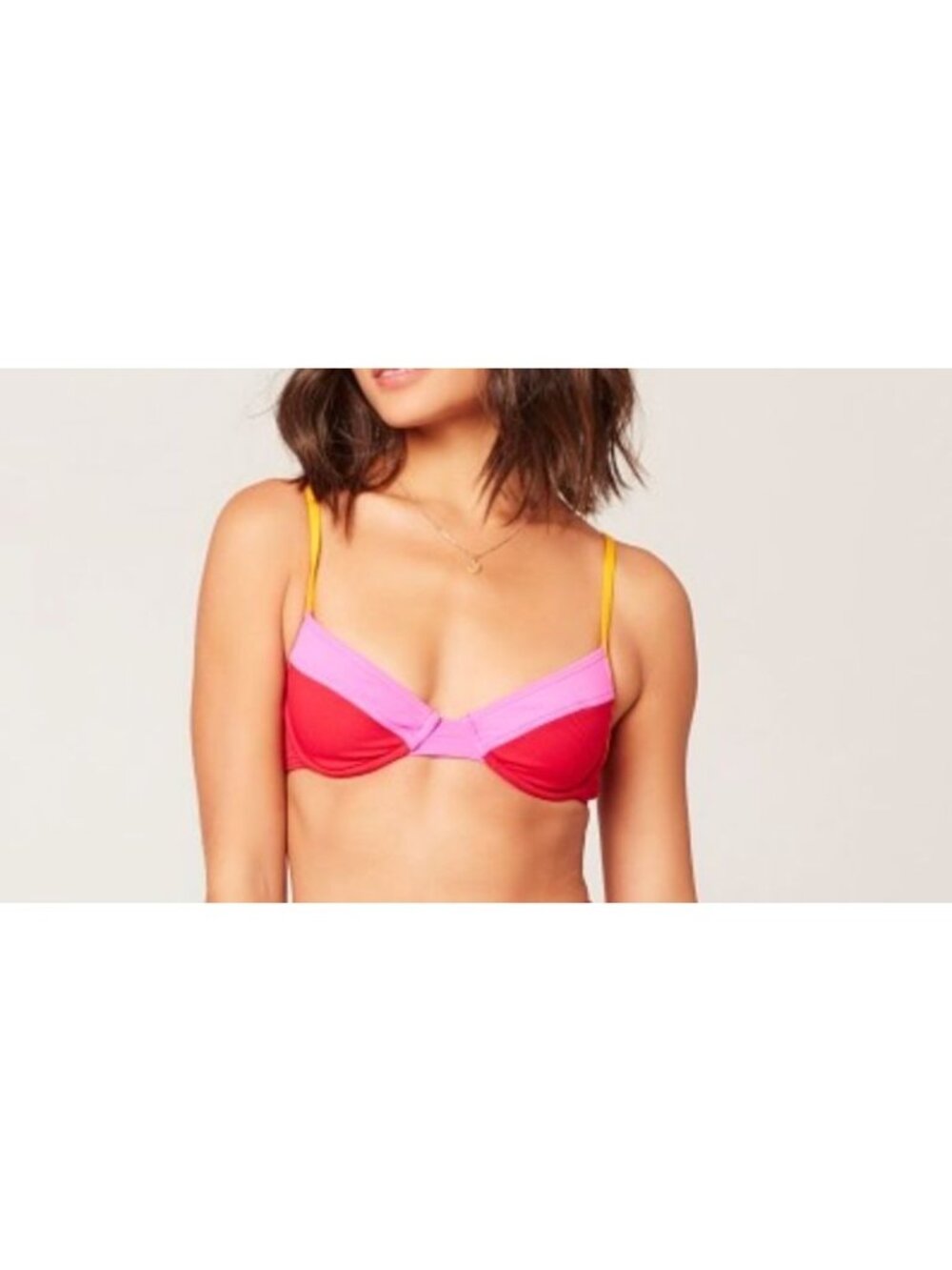 New LSpace Women's Size S Pink, Orange, and Red Colorblock Bikini Top Under wire